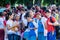 LAS TUNAS, CUBA - JAN 28, 2016: Children prepare for a parade celebrating the birthday of Jose Marti, Cuban national