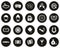 Las Vegas City & Culture Icons White On Black Flat Design Circle Set Big
