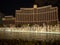 Las Vegas, Nevada, USA - Bellagio hotel casino with fountain with lights during evening light show
