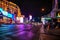 LAS VEGAS - November 11, 2020, view of the Las Vegas Strip, street lit with multi-colored lights, city at night, the world capital