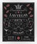 Las Vegas party invitation on chalkboard with decorative elements.