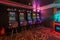 LAS VEGAS, USA - MAY, 2017: interior of elite luxury vip casino with rows of gambling slots machine