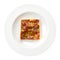 Lasagna bolognese italian recipe plate isolated