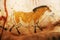 Lascaux, France - August 6, 2121: Prehistoric horse depicted in Lascaux caves