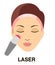 Laser cosmetology treatment icon. Female face with tool in process. Skin rejuvenation beauty spa procedure. Linear