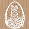 Laser cutting template. Easter basket with eggs and bunny. For cutting all kinds of materials. Vector