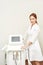 Laser hair removal treatment. Clinic skin care procedure. Medical dermatology