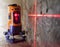 Laser measurement level for construction works, small depth of sharpness