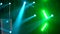 Laser neon blue light rays flash and glow in seamless loop. Festive concert club and music hall abstract. pop, rock, rap