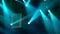 Laser neon blue light rays flash and glow in seamless loop. Festive concert club and music hall abstract. pop, rock, rap