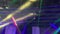 Laser neon music light rays flash and glow in the banquet hall
