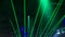 Laser neon music light rays flash and glow in the banquet hall