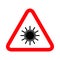 Laser radiation danger label icon, safety protection information symbol vector illustration