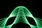 Laser Spirograph in green light expanded in a geometric shape