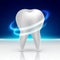 Laser teeth whitening futuristic style banner. Artificial tooth implant concept. Innovative dentistry. 3D vector