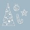 Lasercut Christmas tree ball candy toy star Christmas theme Set Design element of a lasercut lace Christmas toys for laser cutting