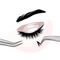 Lash extension beautican procedure, lash stylist make faux eyelash extention, professional beauty service. Permanent Natural