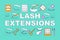 Lash extensions word concepts banner. Beauty service. Classic, 2d and 3d volume. Eyelash curling. Presentation, website