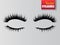 Lashes isolated on transparent background. False eyelashes set. Vector