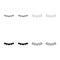 Lashs mascara make up concept silhouette set icon grey black color vector illustration image solid fill outline contour line thin