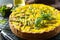 Ð¡lassic quiche Lorraine pie with tuna, green beans and soft cheese. Crustless quiche with eggs, fish and vegetables.