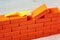 Last brick in brickwork. Task Completion Concept