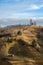 Last good weather days in autumn mountain countryside. Peaceful picturesque Ukrainian Carpathians mountains scene