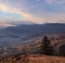 Last good weather days in autumn mountain countryside. Peaceful picturesque Ukrainian Carpathians mountains scene