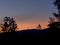 The last light of the sunset behind the central Andean mountains of Colombia