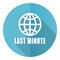 Last minute vector icon, flat design blue round web button isolated on white background