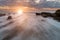 Last rays of light on barrika beach