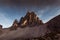 Last rays of sun that illuminate a beautiful Dolomite peak