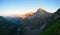last rays of sun in the swiss alps. sunset in glarus. wanderlust. High quality photo
