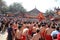 Last ritual of Dong Ky Firecracker Festival where four generals or â€œquan damâ€ are carried to the yard by half naked men