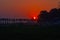 Last seconds of sunset above the U Bein Bridge, Amarapura, Myanmar