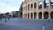 Late aftenoon view of blurred ancient colosseum in Rome Italy