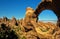 Late Afternoon sunlight on sandstone fin Arch, Arches National Park, Utah