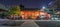 Late night panoramic view of Asakusa Jinja or Sanja-sama (Shrine of the Three gods). Gongen-zukuri style of architecture, Importan