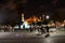 Late night walkers view the lighted Hagia Sophia
