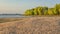 Late summer morning on a beach in Boyd Lake State Park, a popular boating and recreation destination in northern Colorado