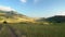 Late summer morning view of Rocky Mountains foothills