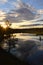 Late summers evening in Finland. Sunset on the lake, HaltiajÃ¤rvi, Salla.