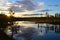 Late summers evening in Finland. Sunset on the lake, HaltiajÃ¤rvi, Salla.