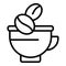 Late work coffee beans cup icon, outline style