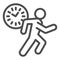 Late for work or meeting line icon. Clock and silhouette of running man outline style pictogram on white background