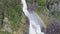 Latefossen - rapid waterfall in Norway. Aerial view, summer time.