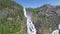 Latefossen - rapid waterfall in Norway. Aerial view, summer time.