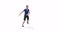 Lateral jump exercise animation 3d model on a white background in the Blue t-shirt. Low Poly Style