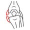 Lateral knee ligament rupture thin line icon, Human diseases concept, knee problems sign on white background, Bone