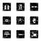 Latest electronic devices icons set, grunge style